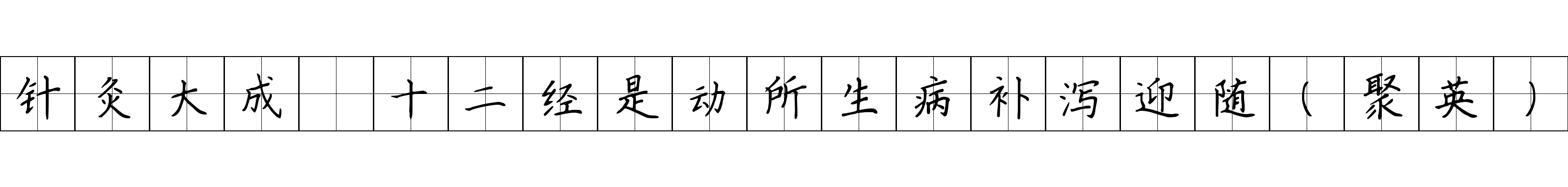 针灸大成 十二经是动所生病补泻迎随（聚英）